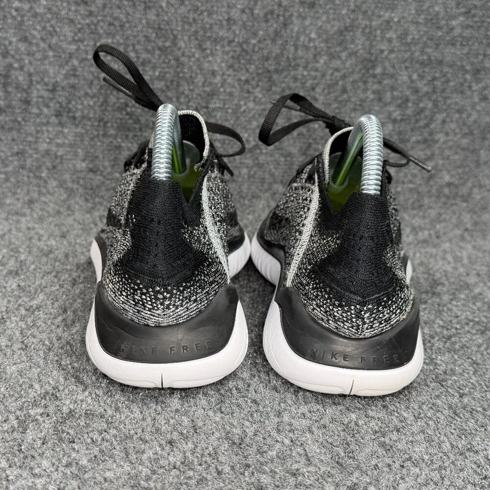 Nike Free Run Flyknit 2018 Running Shoes Women's Size 8 Black‎ White Athletic